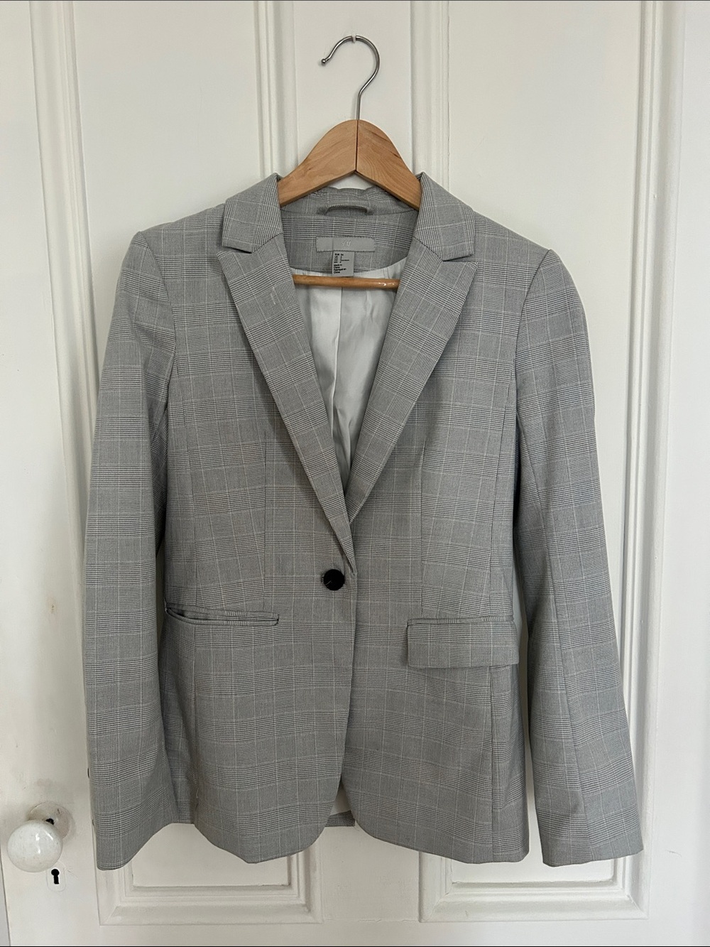 H&M Light Gray Plaid Blazer